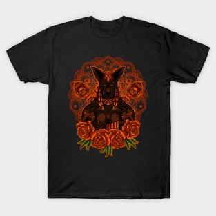 Anubis god mandala roses T-Shirt